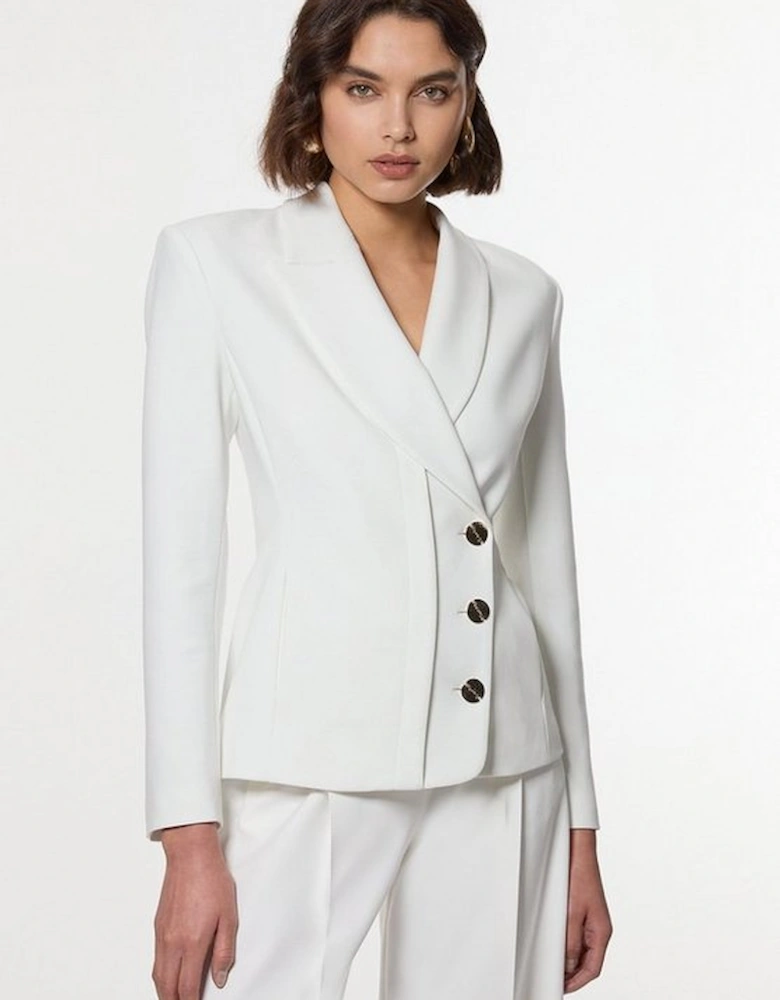 Compact Stretch Contrast Tipped Lapel Single Breasted Tailored Jacket