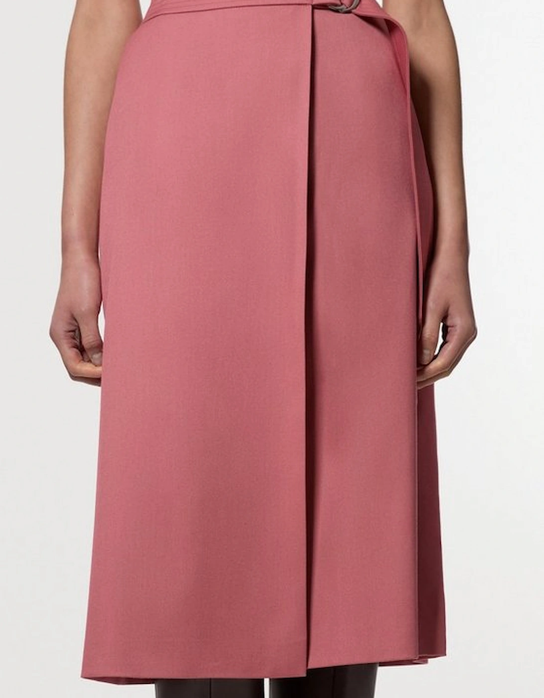 Soft Tailored Wrap A Line Midi Skirt