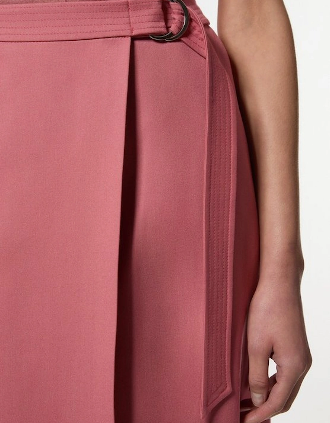 Soft Tailored Wrap A Line Midi Skirt