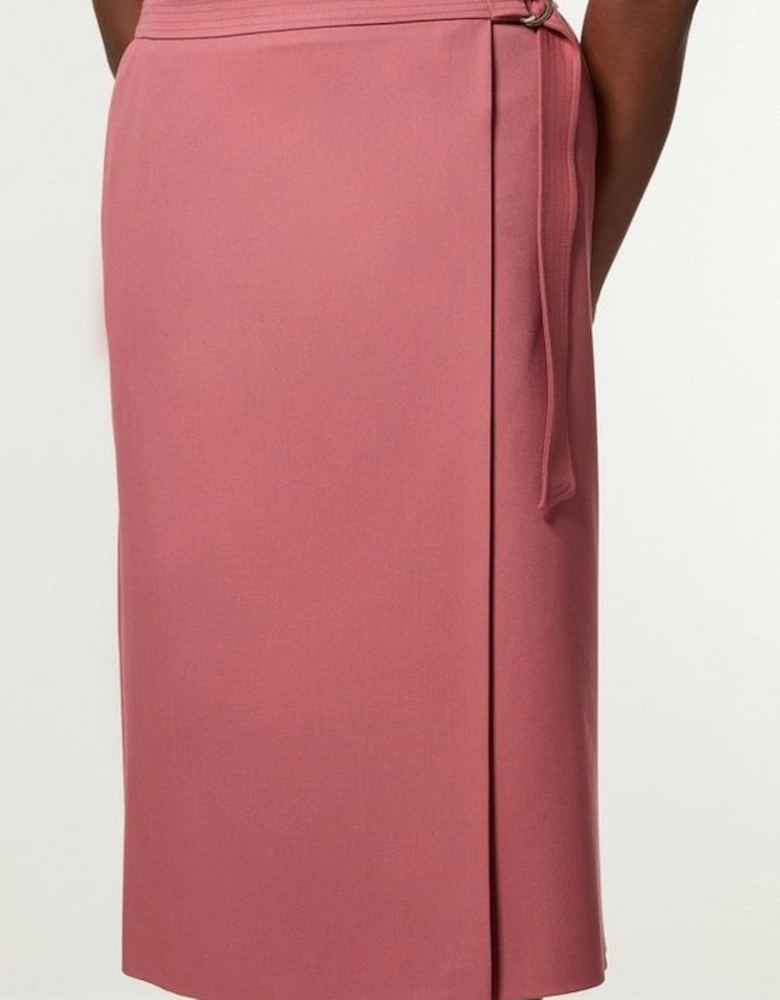 Plus Size Soft Tailored Wrap A Line Midi Skirt