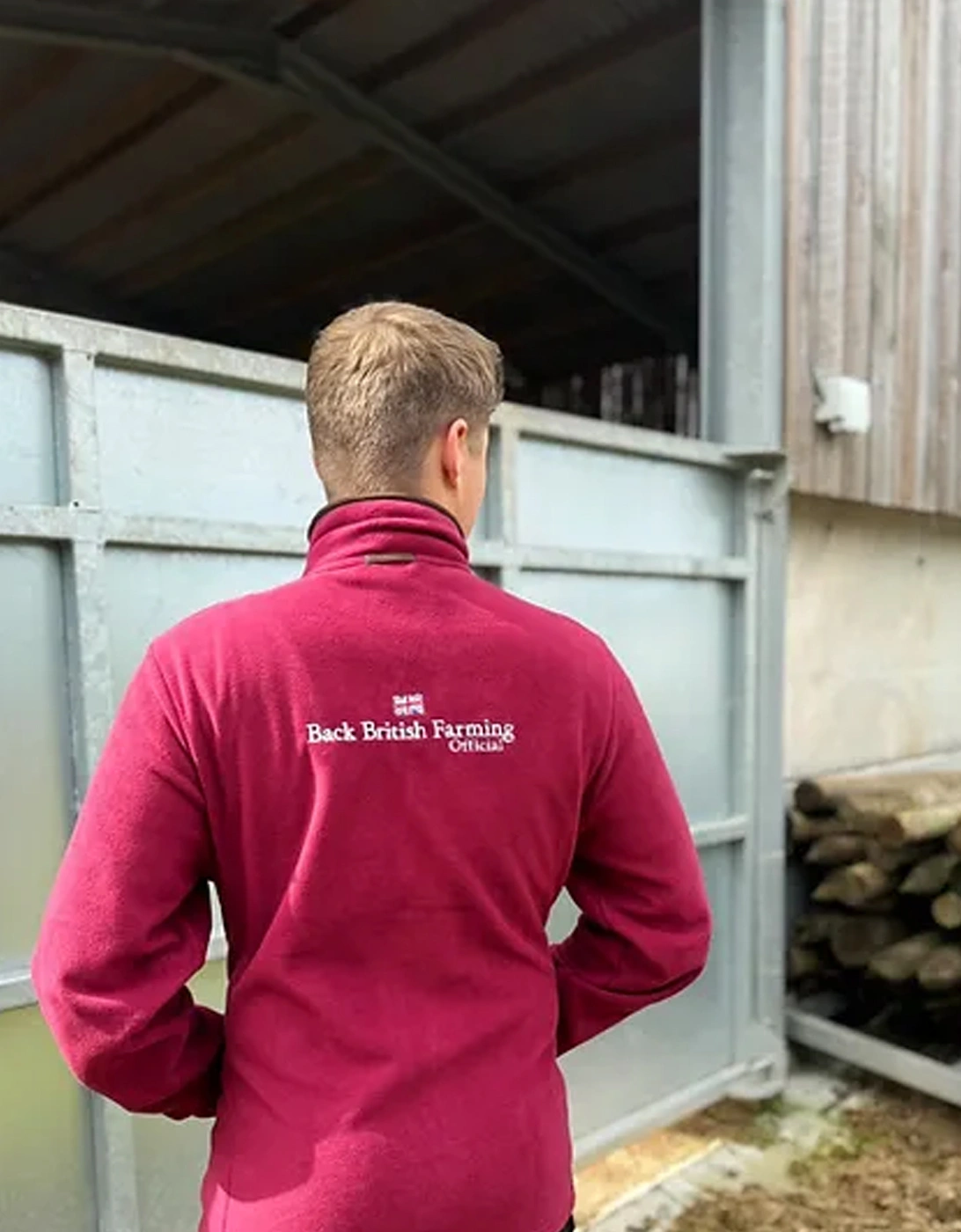 Back British Farming Men's Fleece Jacket Burgundy