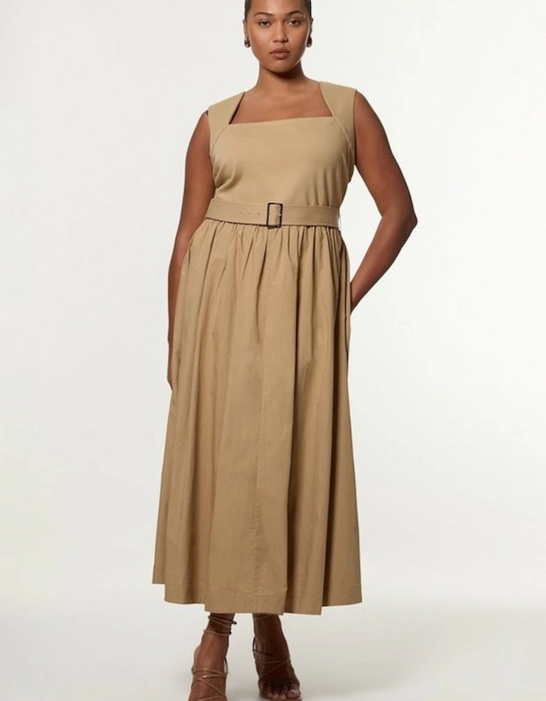 Plus Size Scoop Neck Jersey Cotton Mix Maxi Dress