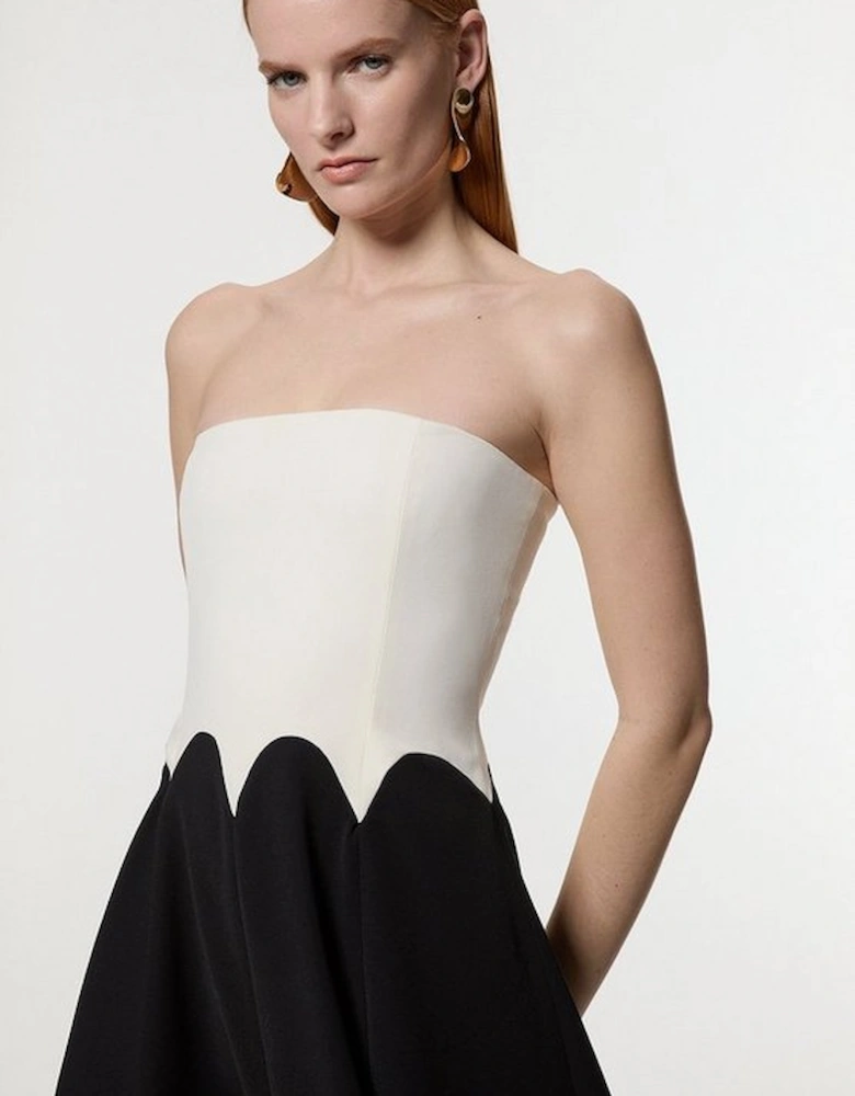 Soft Tailored Colourblock Bandeau Midi Dress