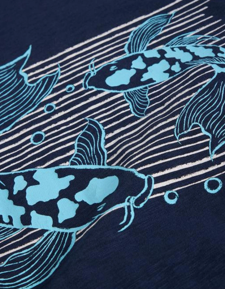 Men's Koi Fish Graphic tee Navy Print