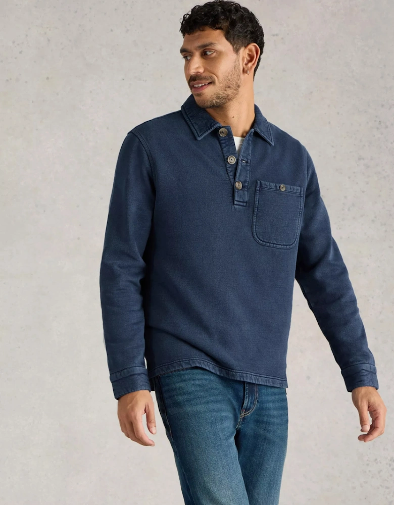 Men's Brampton Collared Sweat Indigo Blue