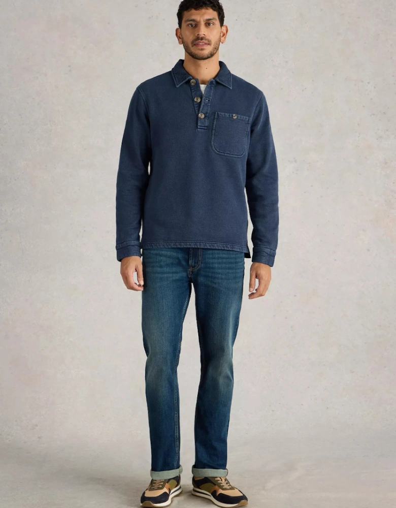 Men's Brampton Collared Sweat Indigo Blue