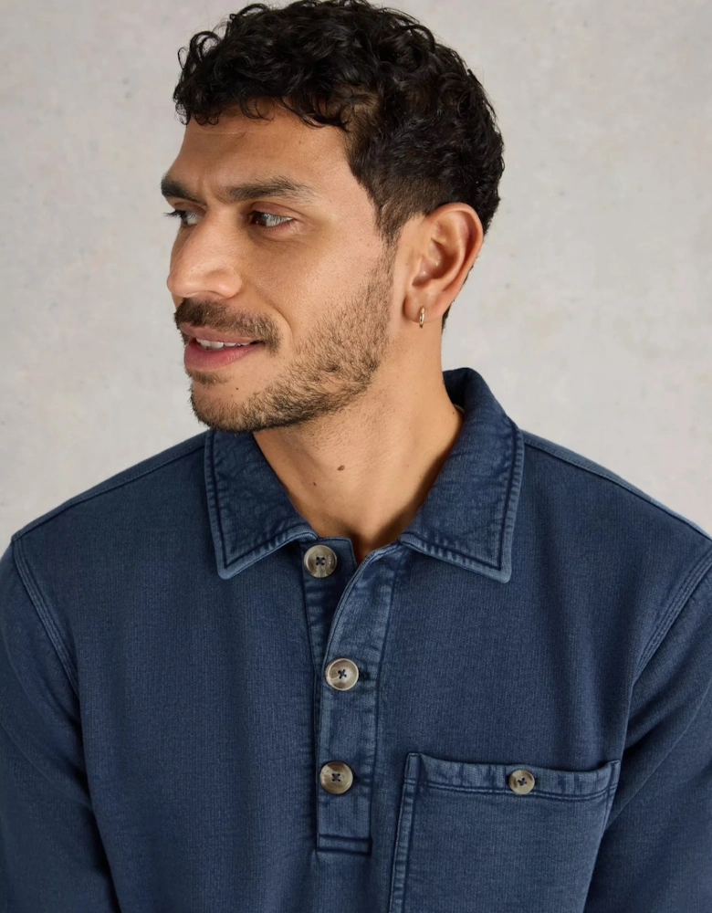 Men's Brampton Collared Sweat Indigo Blue