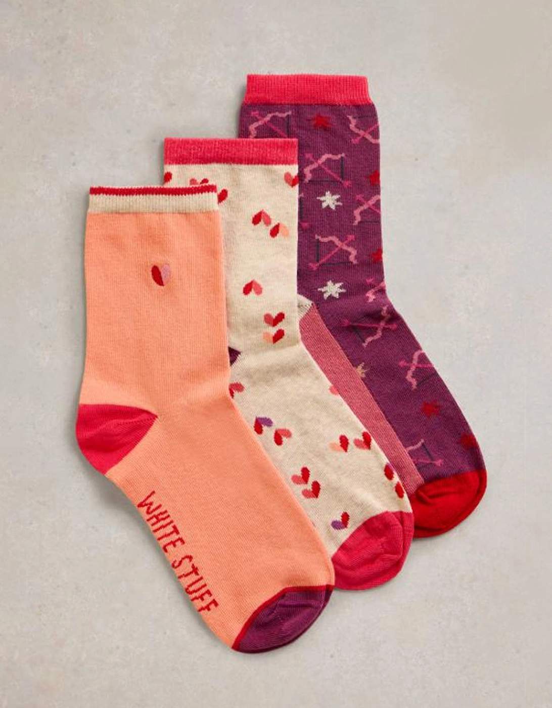 Women's I Heart You Ankle Socks 3 Pack Red Multi, 3 of 2