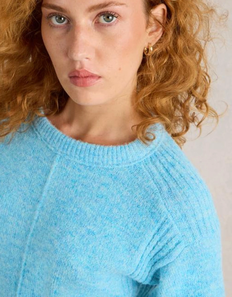 Women's Fluffy Boxy Jumper Bright Blue