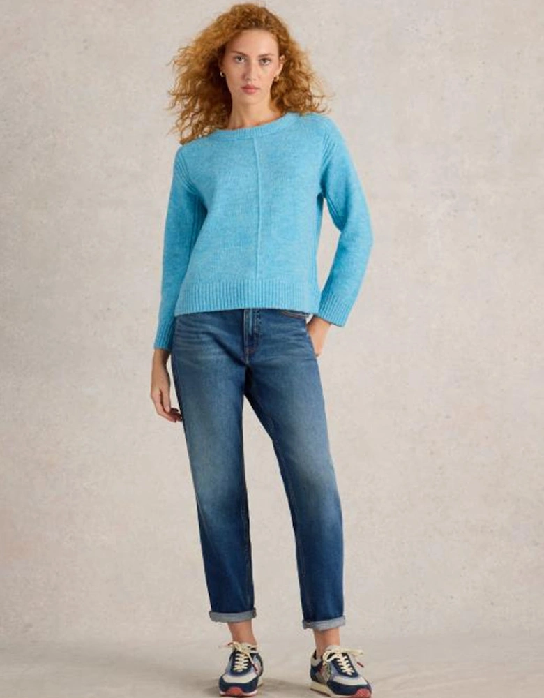 Women's Fluffy Boxy Jumper Bright Blue