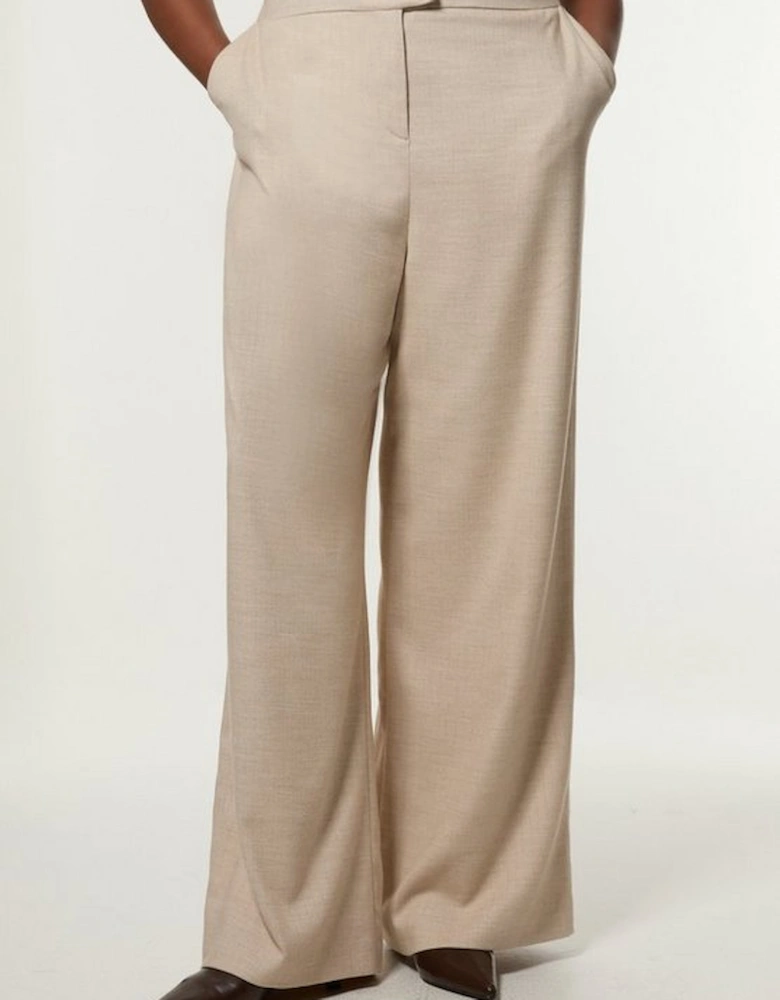 Plus Size Herringbone Tailored Wide Leg Trousers