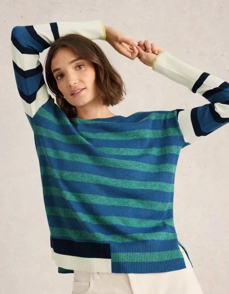 Women's Olive Stripe Jumper Blue Multi