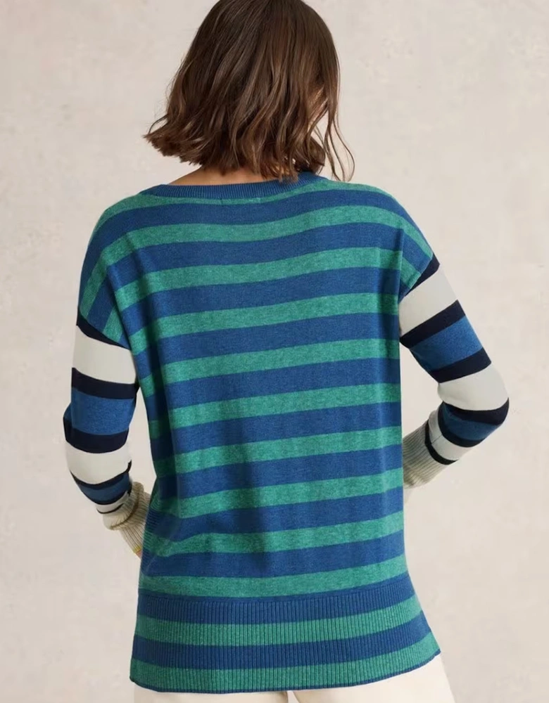 Women's Olive Stripe Jumper Blue Multi