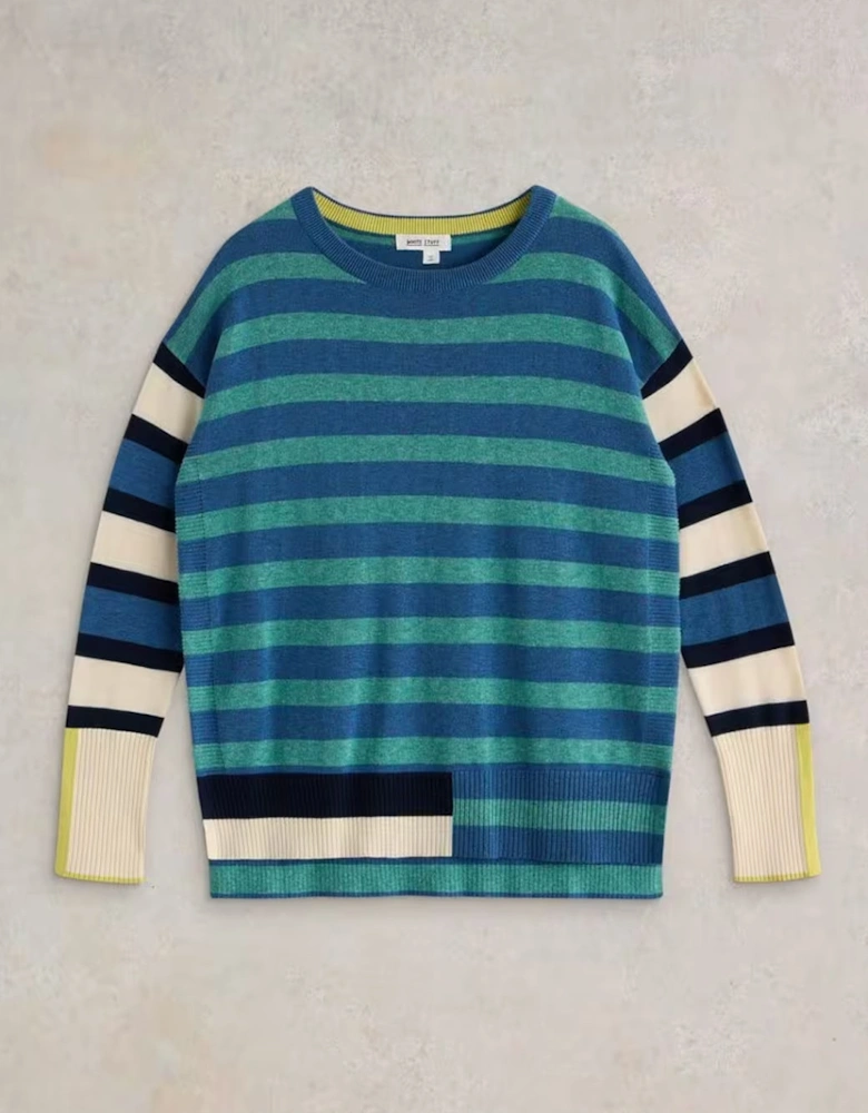 Women's Olive Stripe Jumper Blue Multi