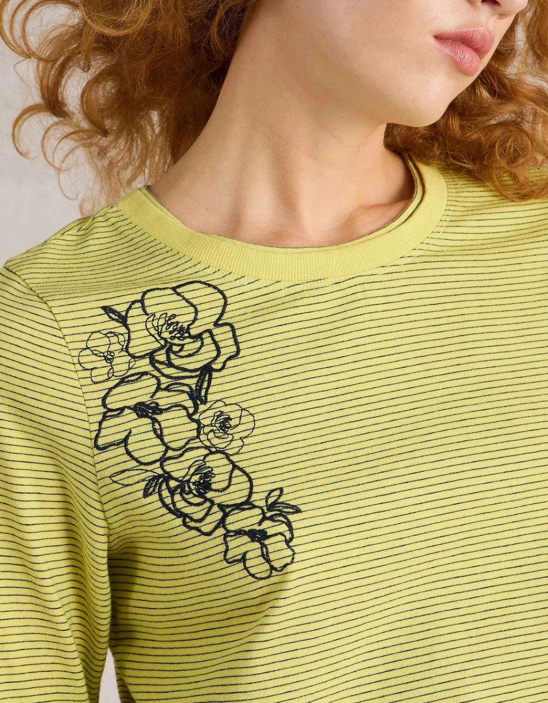 Women's Clara Long Sleeve Embroidered Tee Yellow Multi