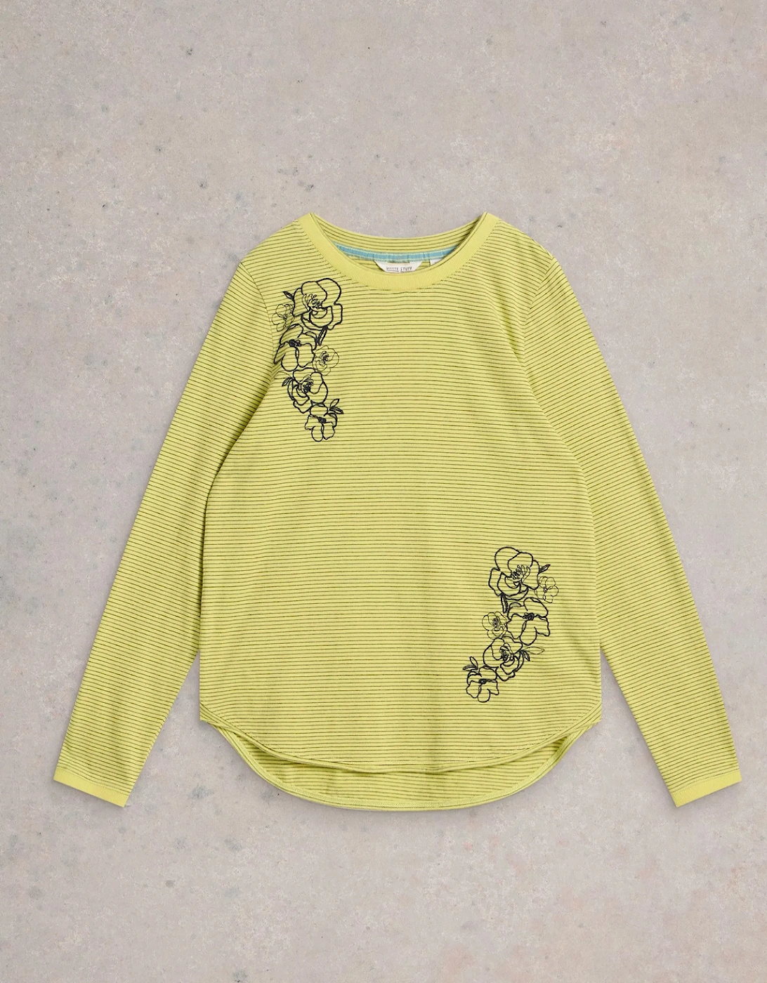 Women's Clara Long Sleeve Embroidered Tee Yellow Multi