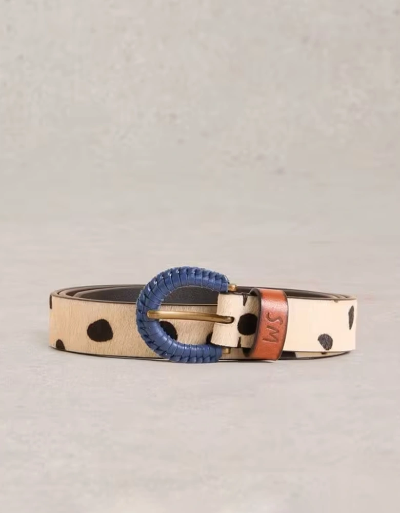 Women's Woven Buckle Belt Natural Multi