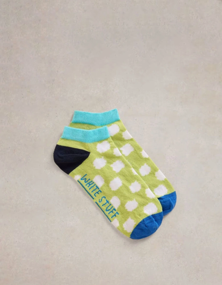 Women's Wonky Spot Trainer Sock Bright Green