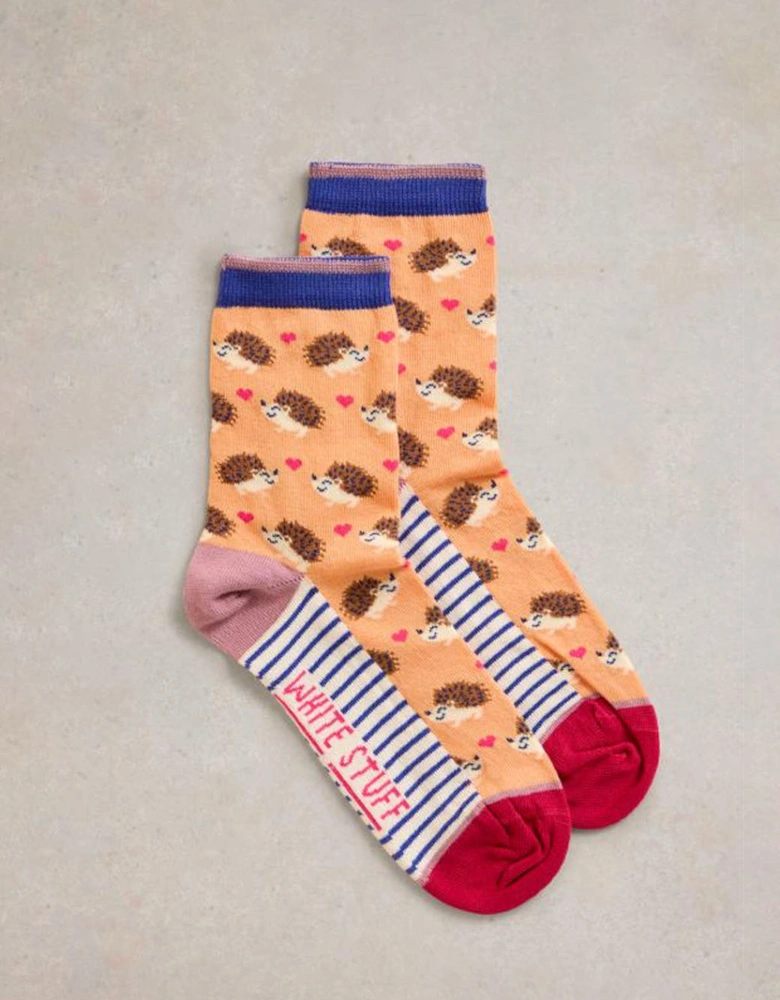 Women's Hedgehog Ankle Sock Orange Multi