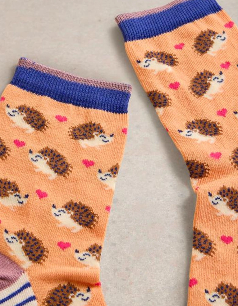 Women's Hedgehog Ankle Sock Orange Multi