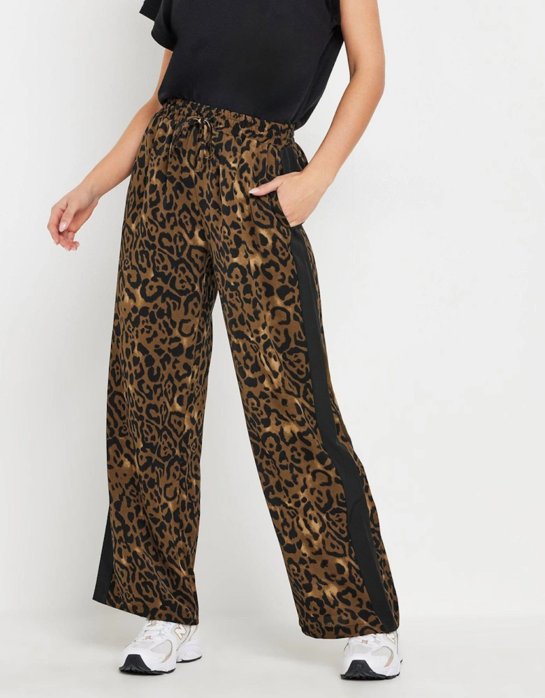 Petite Side Stripe Wide Leg Trousers - Brown