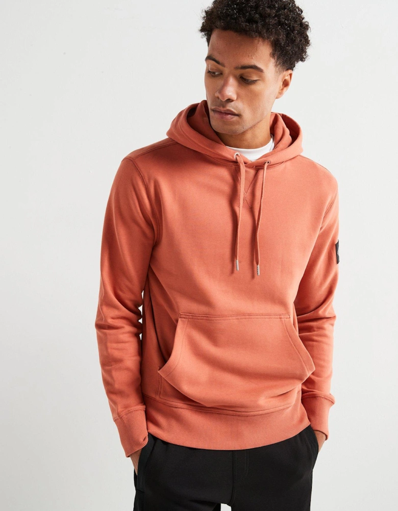 Badge Sleeve Overhead Hoodie - Light Red