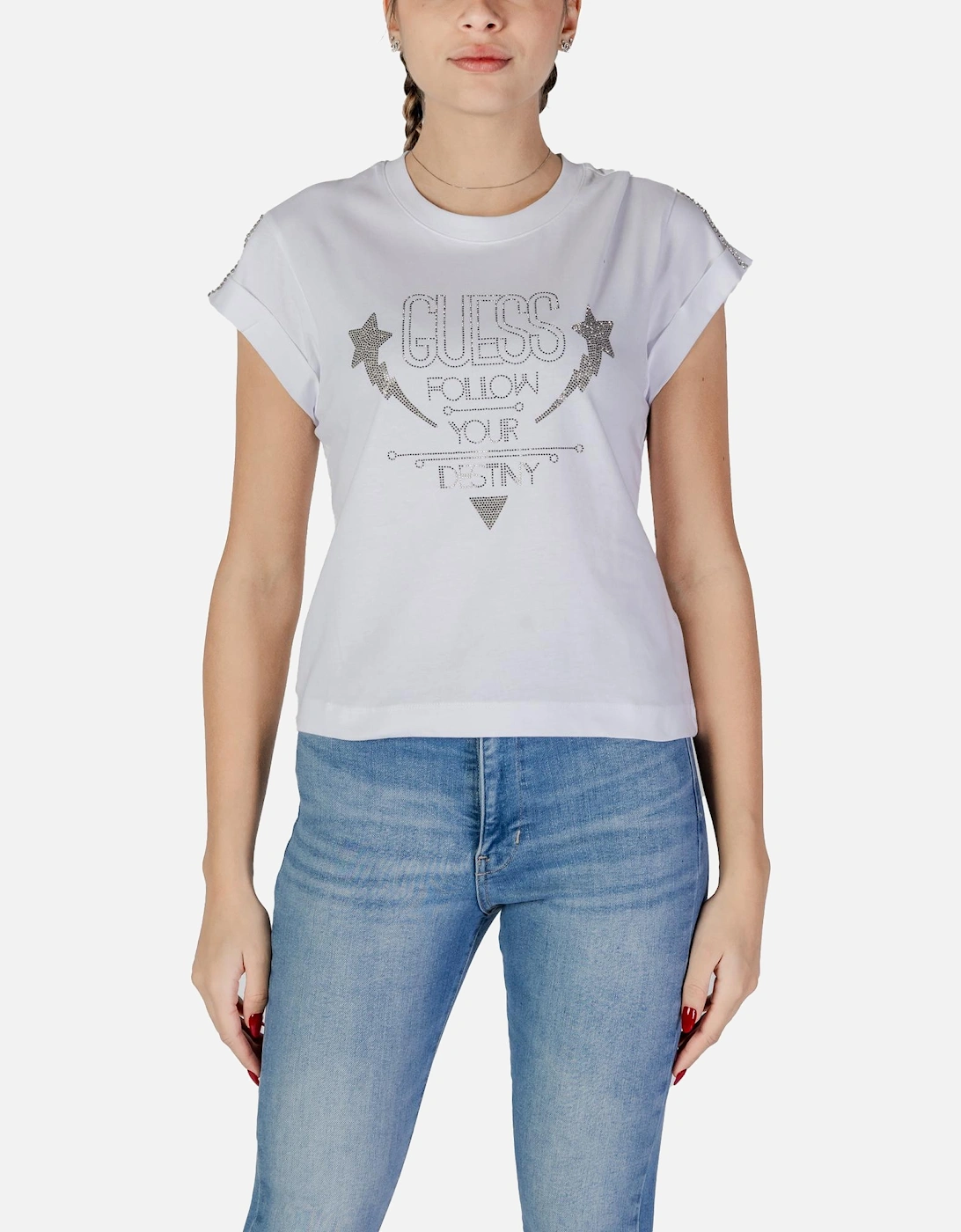 Short Sleeve Round Neck Cotton T-shirt Women - White Shirts, 4 of 3