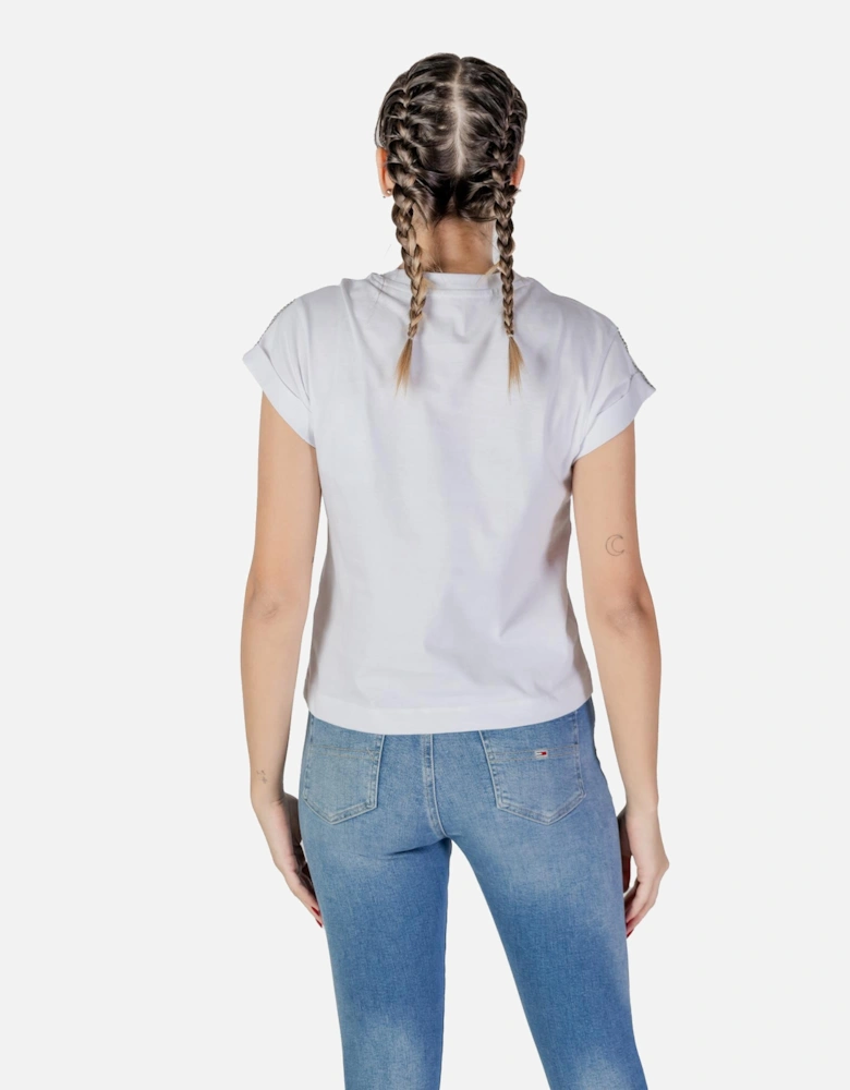 Short Sleeve Round Neck Cotton T-shirt Women - White Shirts