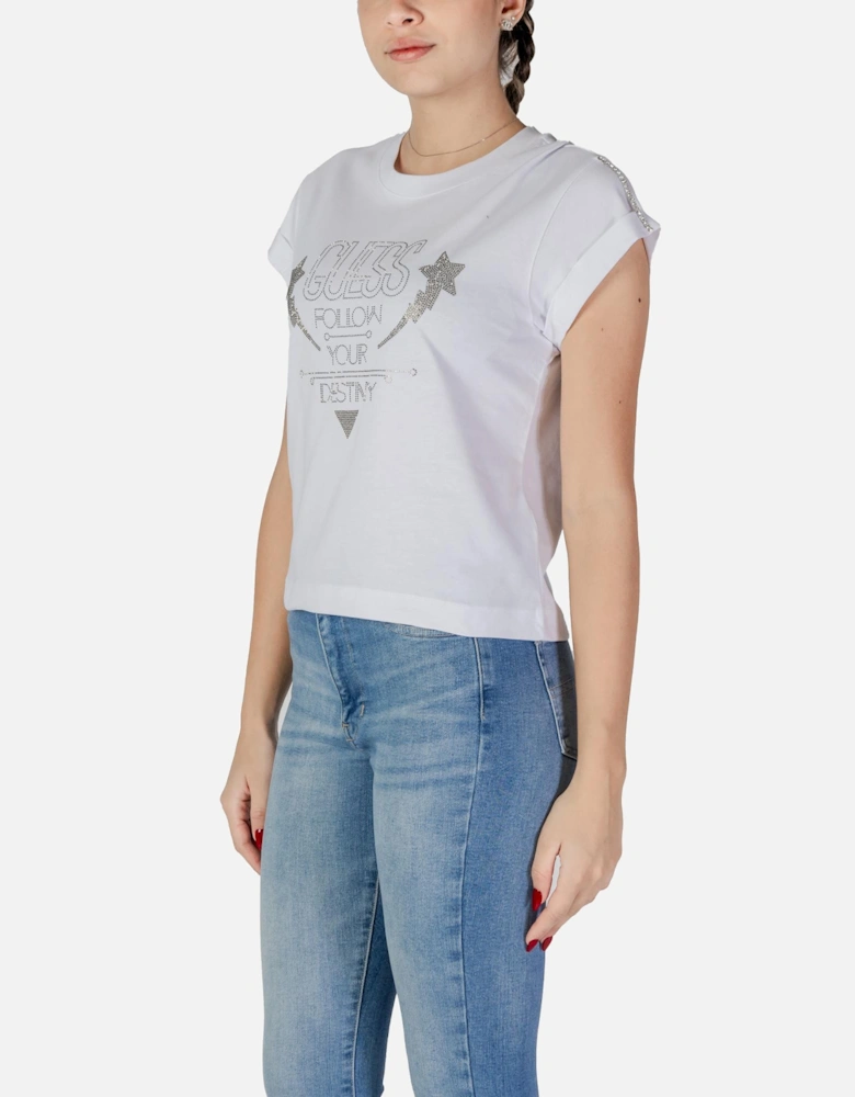 Short Sleeve Round Neck Cotton T-shirt Women - White Shirts