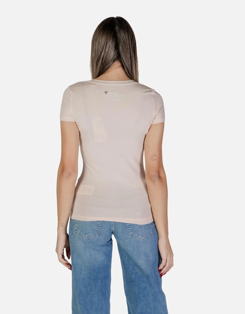 Printed Short Sleeve Round Neck T-Shirt Women - Pink Shirts
