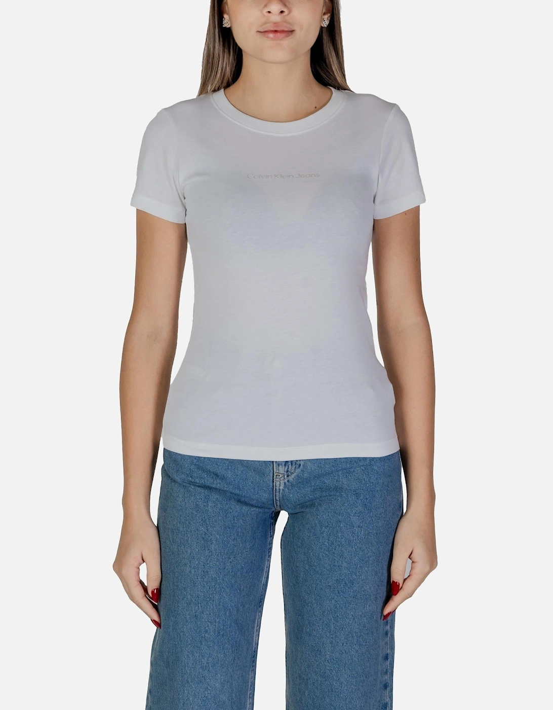 Round Neck Short Sleeve Cotton T-Shirt Women - White Shirts, 4 of 3