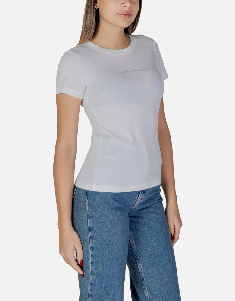 Round Neck Short Sleeve Cotton T-Shirt Women - White Shirts