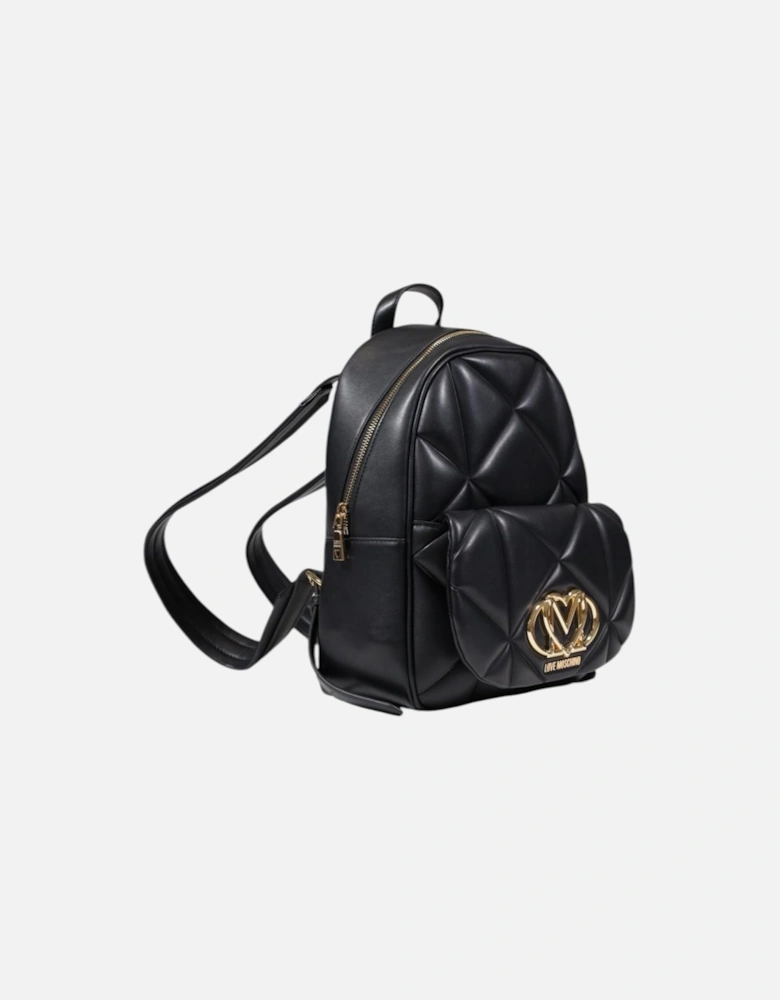 Plain Zip Fastening Rucksack Women - Black Bags