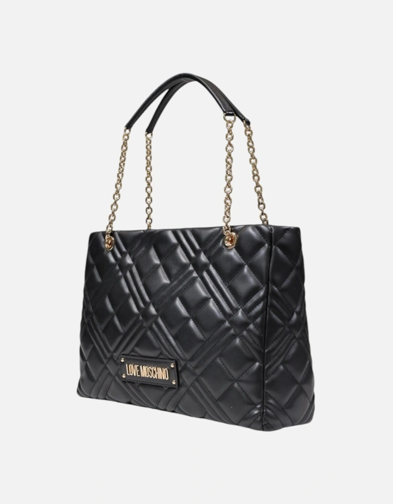 Polyurethane Tote Bag with Logo Detailing Women - Black