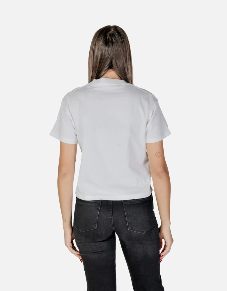 Round Neck Short Sleeve Cotton T-Shirt Women - White Shirts