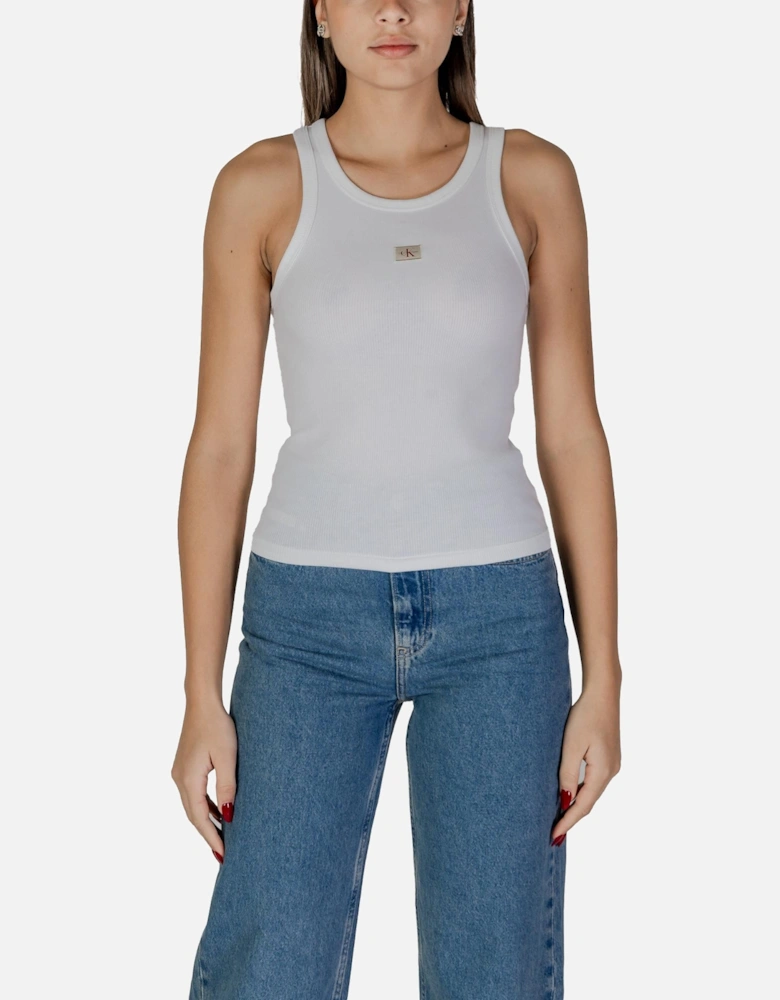 Sleeveless Round Neck Tank Top Women - White
