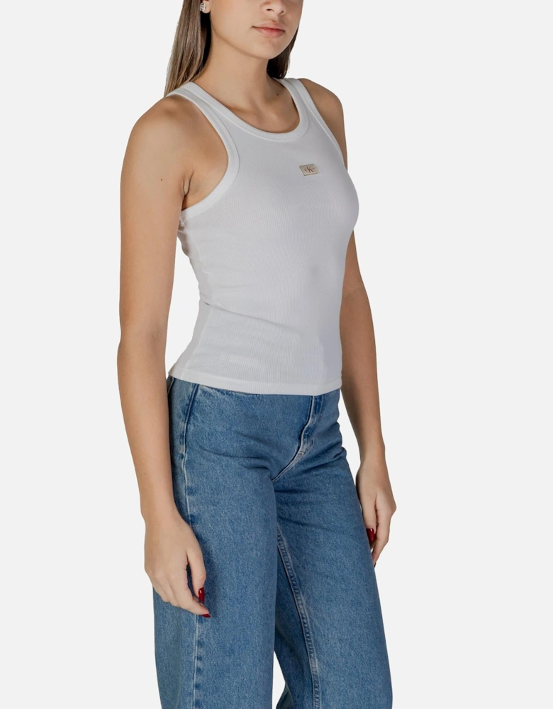 Sleeveless Round Neck Tank Top Women - White
