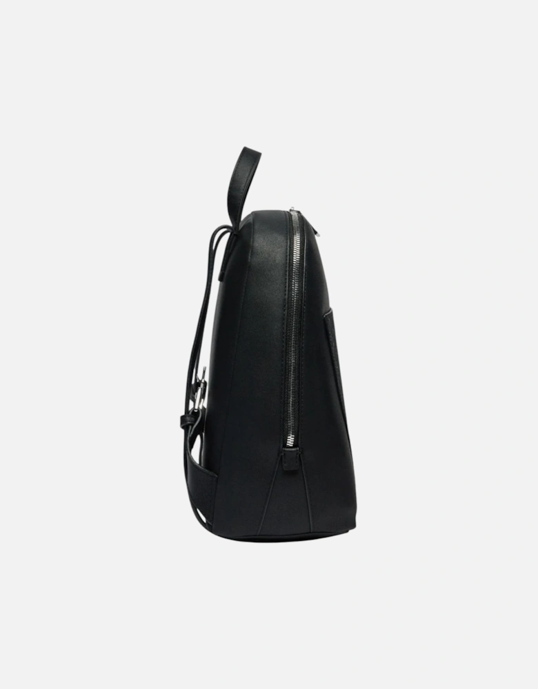 Plain Polyurethane Rucksack with Zip Women - Black Bags