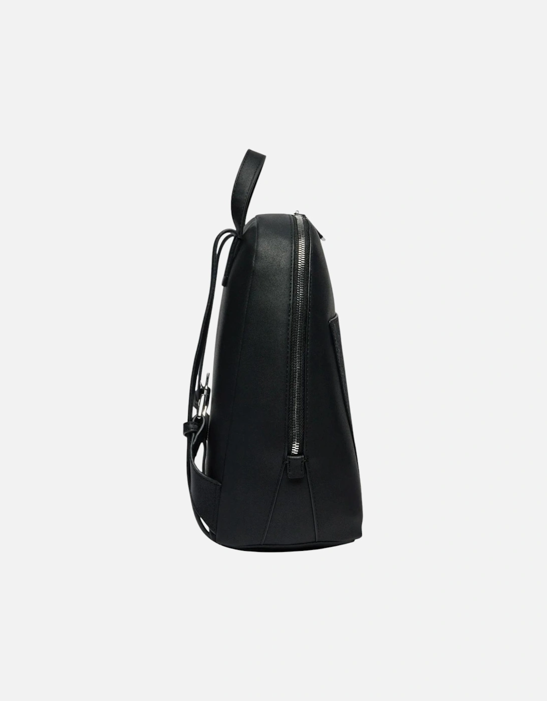 Plain Polyurethane Rucksack with Zip Women - Black Bags