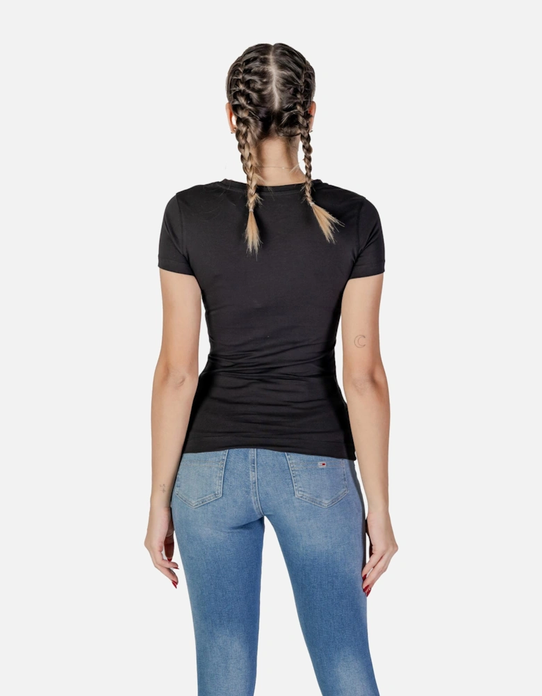 Short Sleeve Round Neck T-shirt Women - Black Shirts