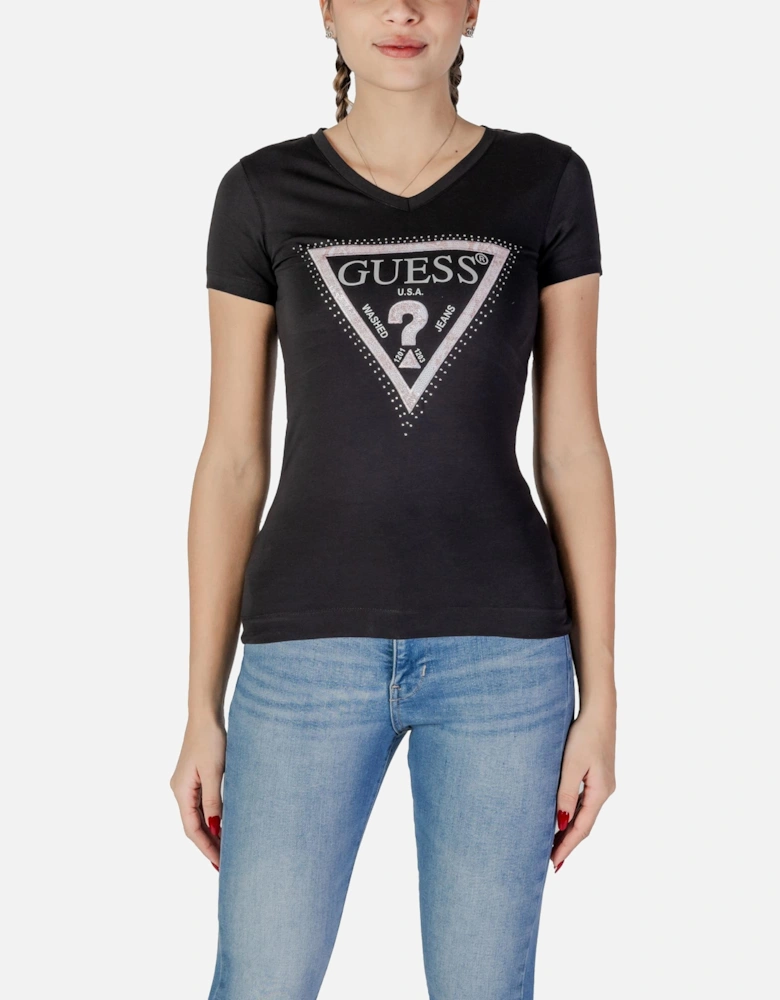 Short Sleeve Round Neck T-shirt Women - Black Shirts