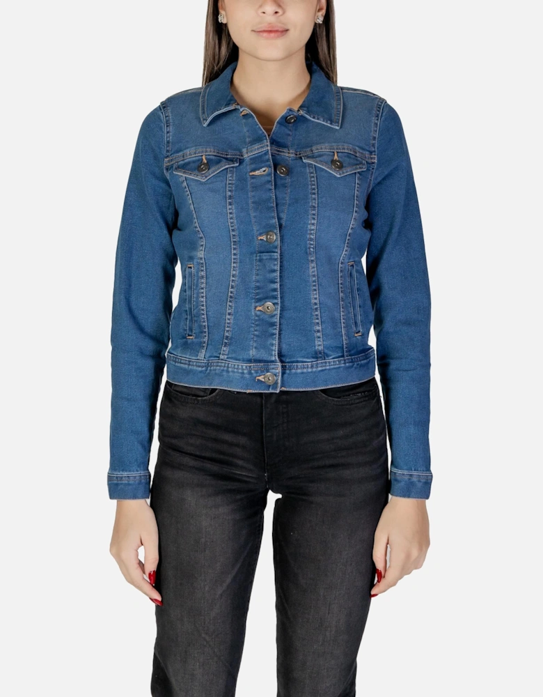 V-Neck Button-Up Blazer with Front Pockets Women - Blue