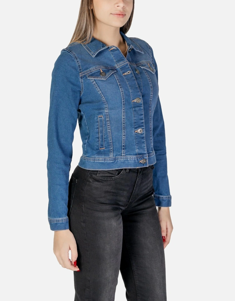 V-Neck Button-Up Blazer with Front Pockets Women - Blue