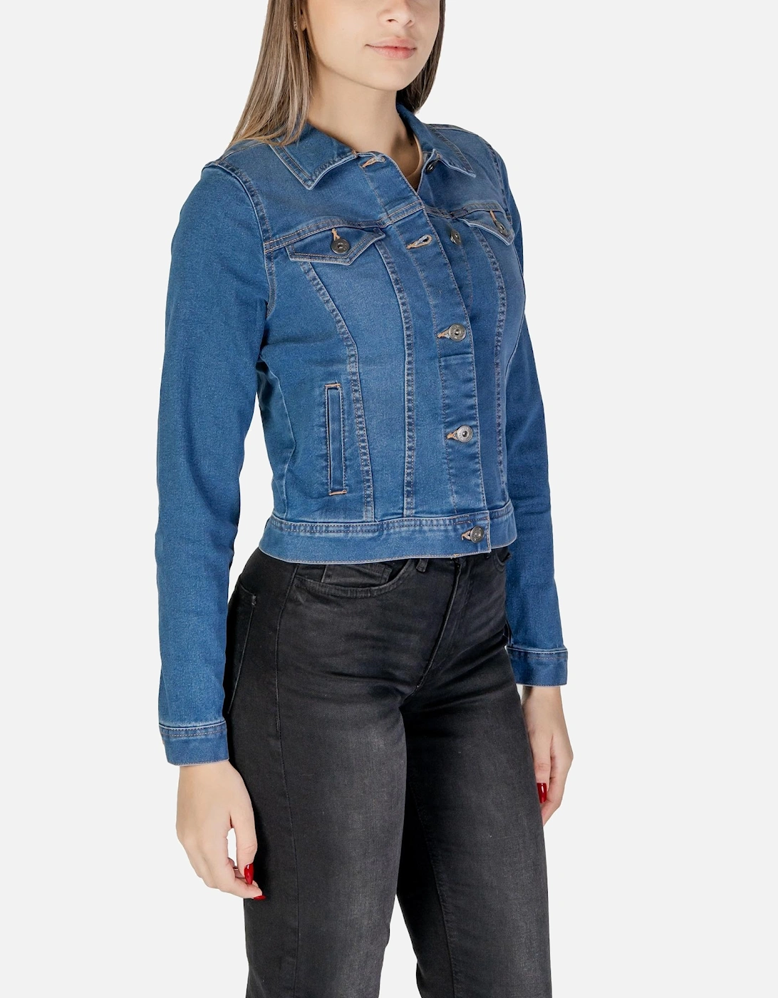 V-Neck Button-Up Blazer with Front Pockets Women - Blue