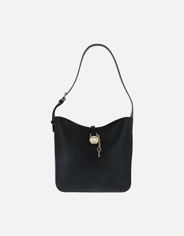 Leather Satchel with Gold-Tone Hardware Women - Black Leather Bags