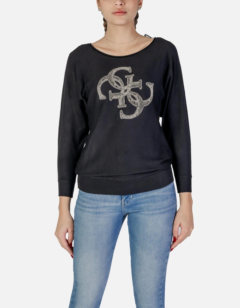 Round Neck Long Sleeve Knitwear Women - Black