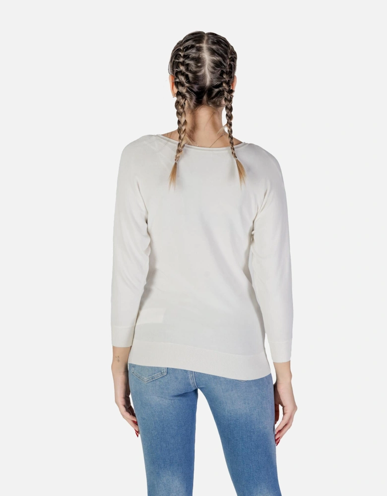 Long Sleeve Round Neck Knitwear Women - White