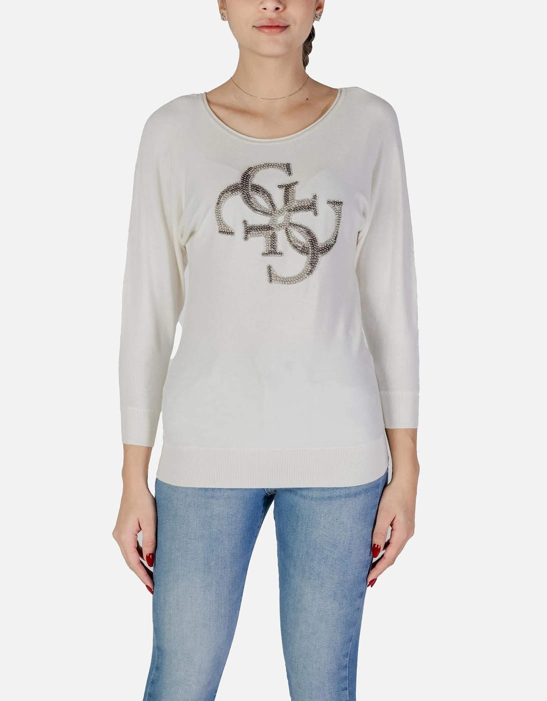 Long Sleeve Round Neck Knitwear Women - White, 4 of 3