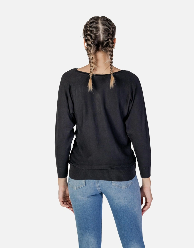 Round Neck Long Sleeve Knitwear Women - Black