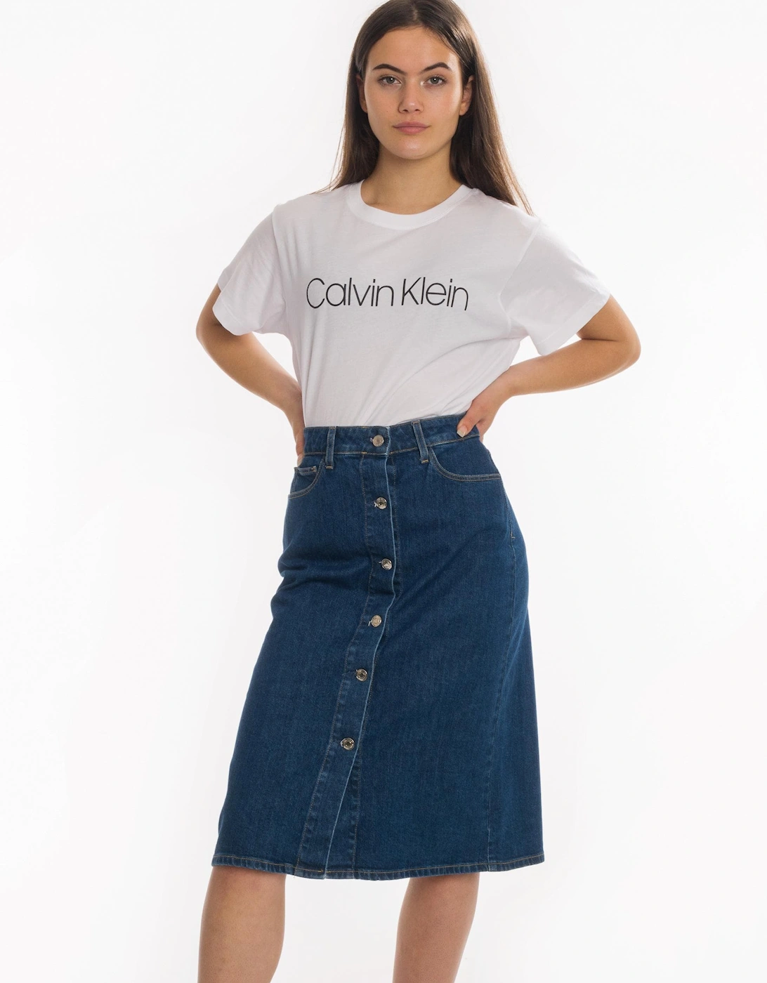 Denim Button Womens Skirt, 6 of 5